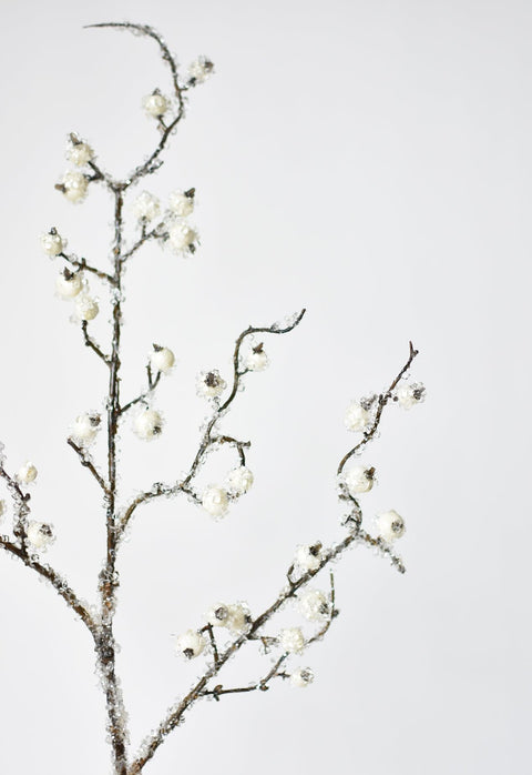 29" Faux Iced White Berry Stem