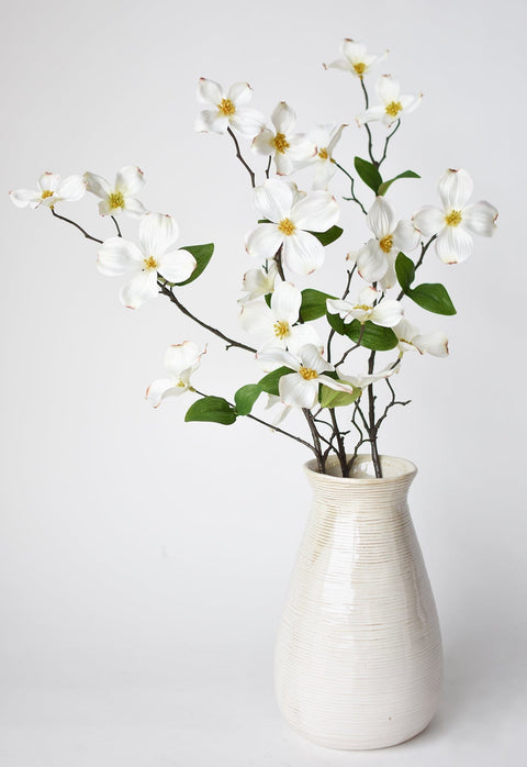 29" Faux Dogwood Branch Stem White