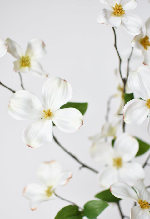 29" Faux Dogwood Branch Stem White