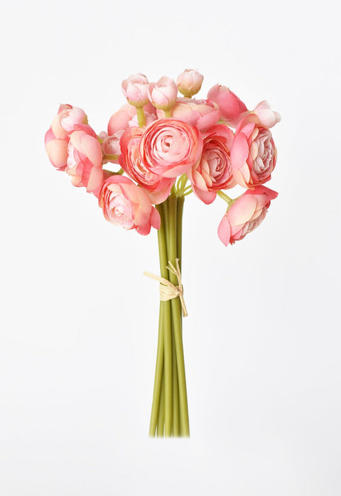 10.5" Faux Light Pink Ranunculus Stem Bundle