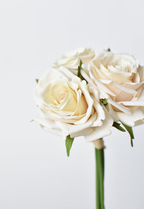 7.5" Faux Cream Rose Bundle (3 Stems)