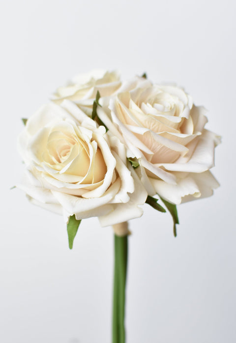 7.5" Faux Cream Rose Bundle (3 Stems)