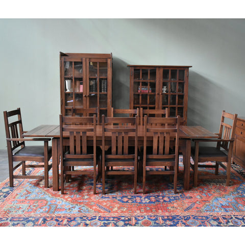 Set of 2 - Mission Oak & Leather Slat Back Dining Chair #401