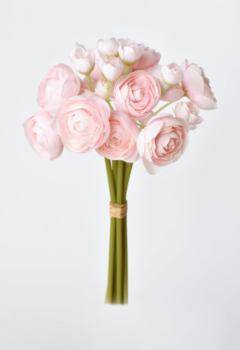 10" Faux Pale Pink Ranunculus Stem Bundle
