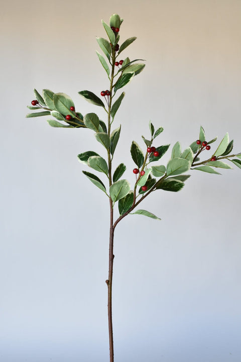 37" Faux Variegated Holly Branch