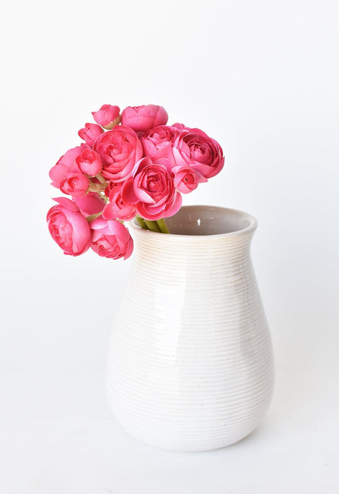 10.5" Faux Dark Pink Ranunculus Stem Bundle