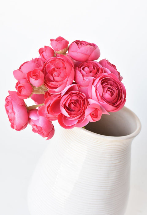 10.5" Faux Dark Pink Ranunculus Stem Bundle