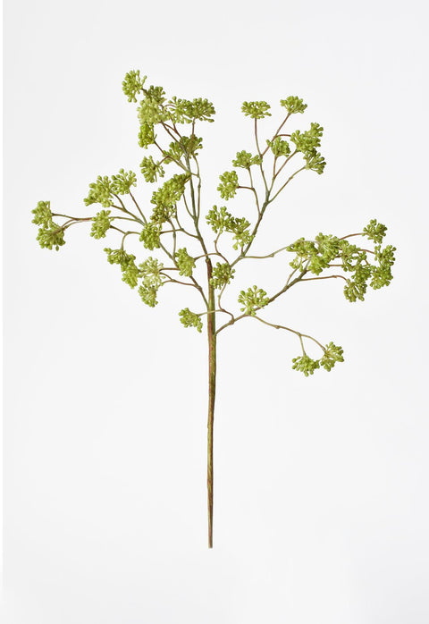 16" Faux Soft Green Sedum Berry Stem