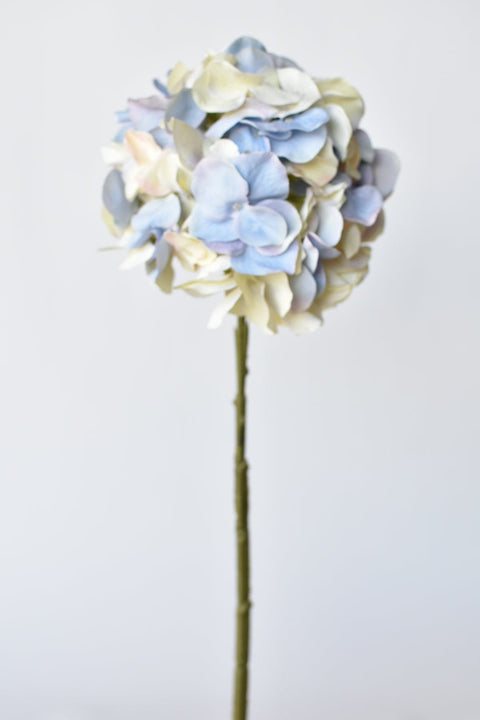 21" Faux Cream Lavender Light Blue Hydrangea Stem