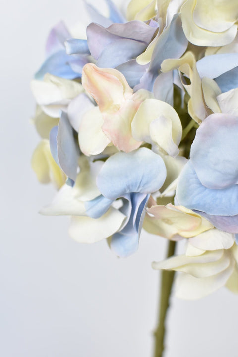 21" Faux Cream Lavender Light Blue Hydrangea Stem