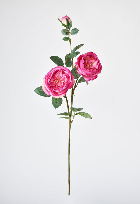 29" Faux Fuchsia Cabbage Rose Stem