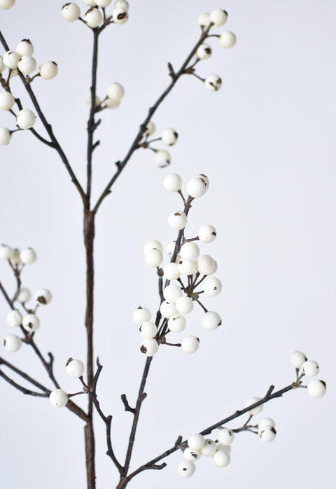 33" Faux White Berry Branch Stem