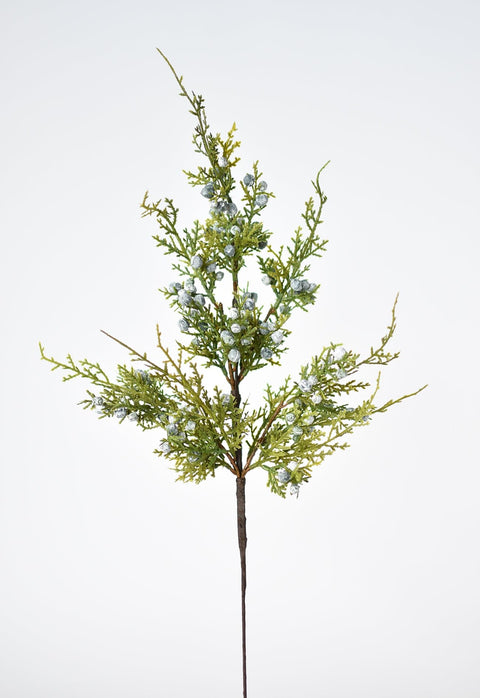 18" Faux Juniper Berry Greenery Stem