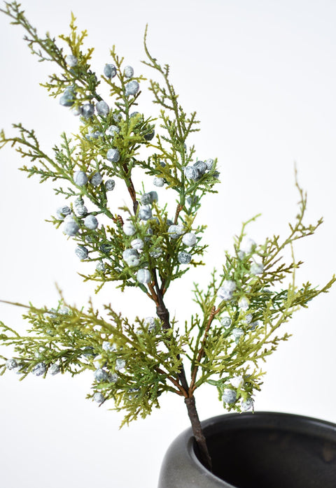 18" Faux Juniper Berry Greenery Stem