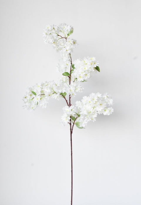 40" Faux Cherry Blossom Branch Stem Cream
