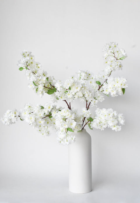 40" Faux Cherry Blossom Branch Stem Cream