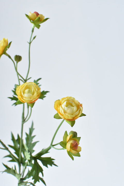 22" Faux Mini Yellow Ranunculus Stem