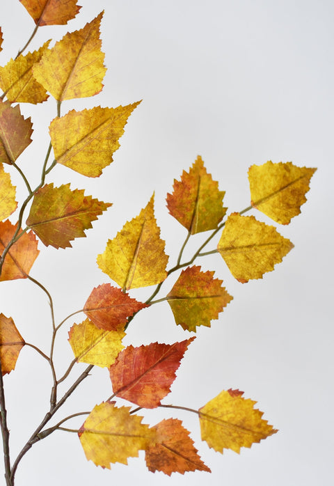 26" Faux Birch Leaf Stem Orange / Mustard / Yellow