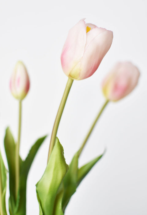 18" Faux Tulip Stem Bundle Blush Pink