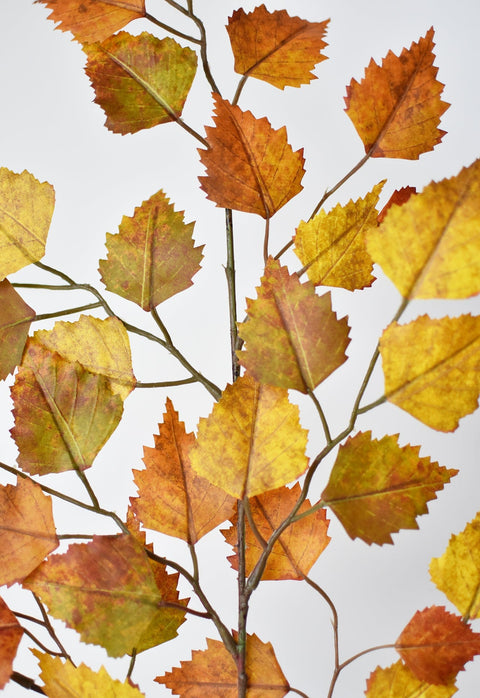 26" Faux Birch Leaf Stem Orange / Mustard / Yellow