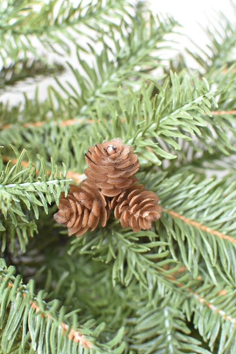 24" Faux Green Spruce Real Touch Wreath w/Faux Pinecones