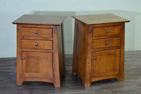 Mission Style Tapered Leg 2 Drawer Nightstand