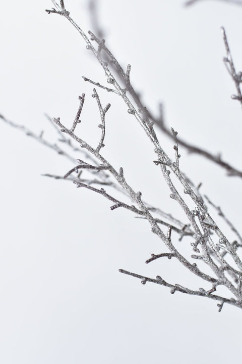31" Faux Ice Glittered Twig Bundle (3 Stems)