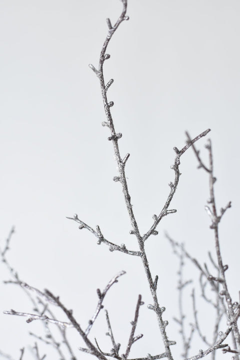 31" Faux Ice Glittered Twig Bundle (3 Stems)