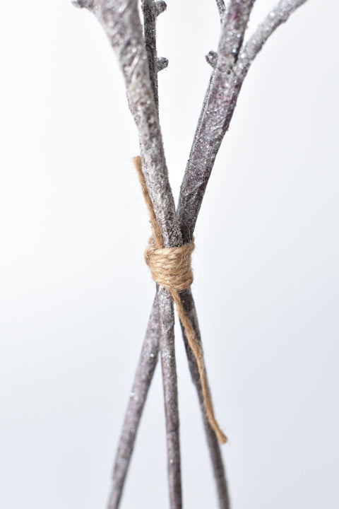 31" Faux Ice Glittered Twig Bundle (3 Stems)
