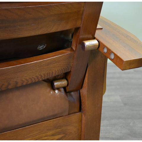 Pre-Order Craftsman / Mission Leather and Oak Morris Chair - Chestnut