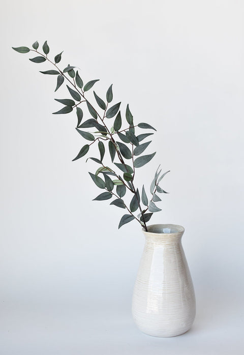 36" Faux Dark Green/Gray Ruscus Leaf Stem