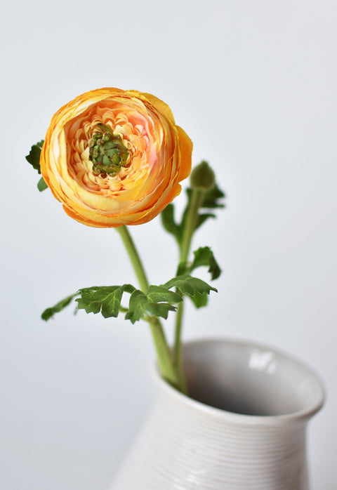 13" Faux Yellow Gold Ranunculus Stem
