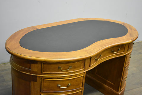 Legacy Mahogany Wood Leather Top Kidney Desk - Light Brown Walnut
