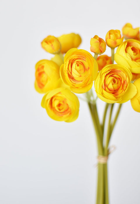 10" Faux Yellow Ranunculus Stem Bundle