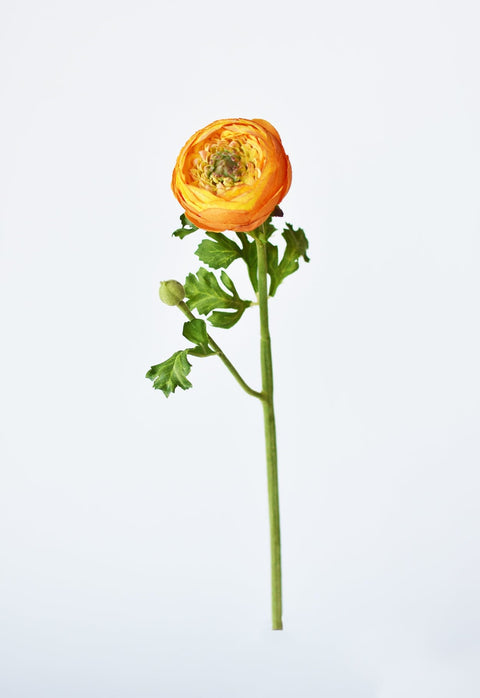 13" Faux Orange Ranunculus Stem