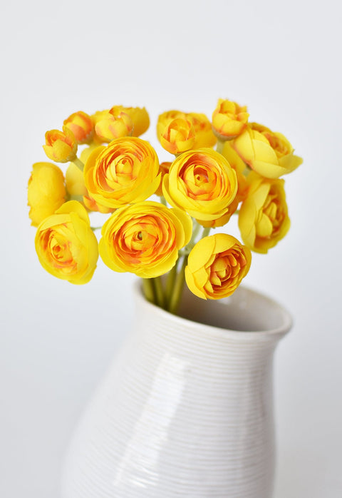 10" Faux Yellow Ranunculus Stem Bundle