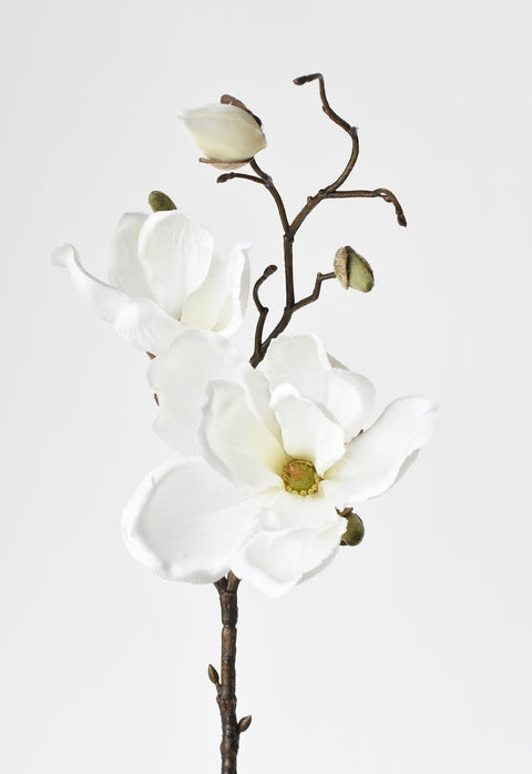 19" Faux Magnolia Stem White