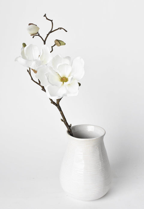 19" Faux Magnolia Stem White