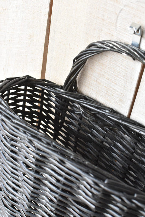 11" x 17" Wicker Basket w/Handle BLACK