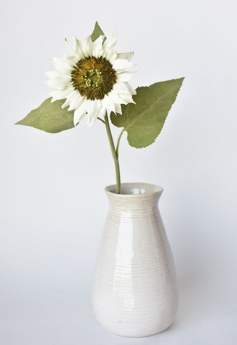 25" Faux Sunflower Stem White