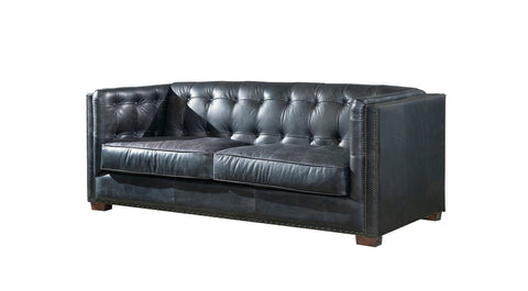 Tuxedo Leather Sofa - Slate