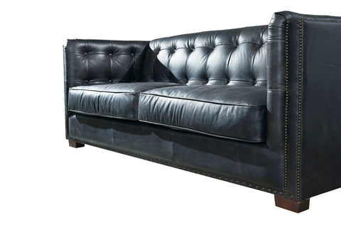 Tuxedo Leather Sofa - Slate
