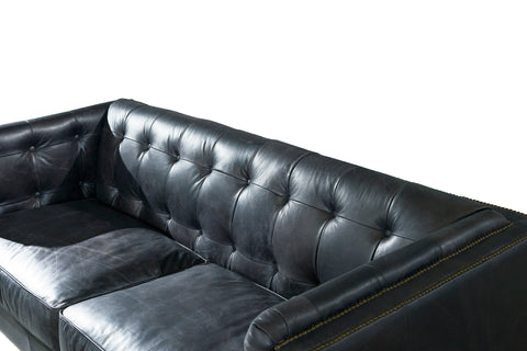 Tuxedo Leather Sofa - Slate