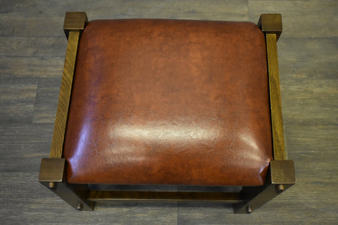 Mission Spindle Stool - Quarter Sawn Oak & Leather (2 Colors Available) (Pre-Order Walnut Stain)