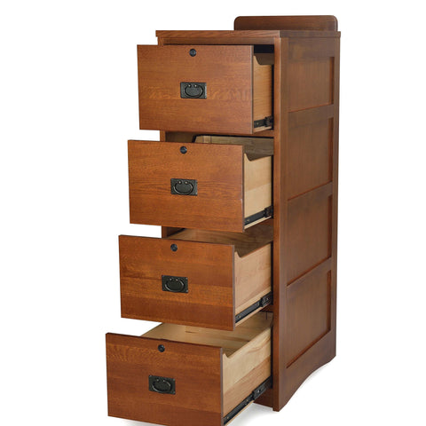 Mission Solid Oak 4 Drawer File Cabinet - Michaels Cherry
