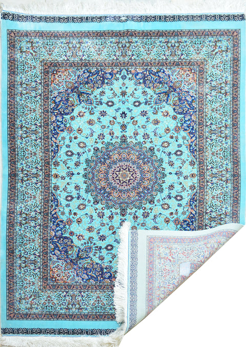 Fine Kashan 100% Silk Oriental Rug 8' 2" x 11' 2"