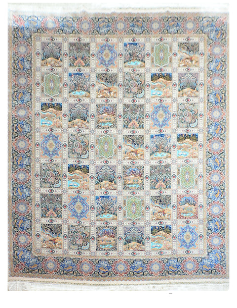 Fine Bakhtiar 100% Silk Oriental Rug 9' 1" x 13'