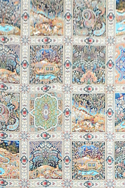 Fine Bakhtiar 100% Silk Oriental Rug 9' 1" x 13'