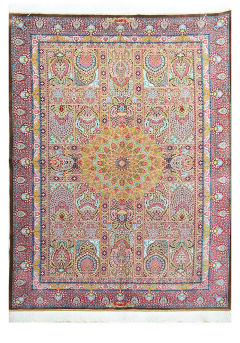 Kashmir 100% Silk Oriental Rug 4' 6" x 6' 7"