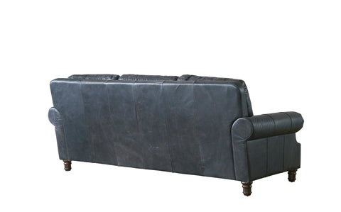 English Rolled Arm Sofa - Slate Leather